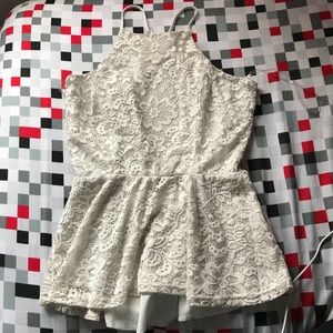 Lace Halter Peplum Top